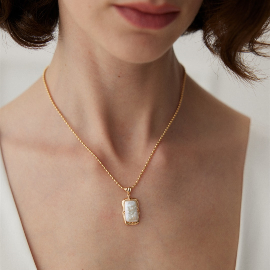 925 Sterling Silver Baroque Pearl Pendant Necklace