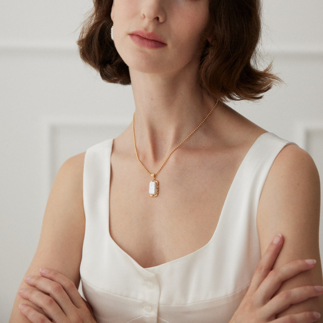 925 Sterling Silver Baroque Pearl Pendant Necklace