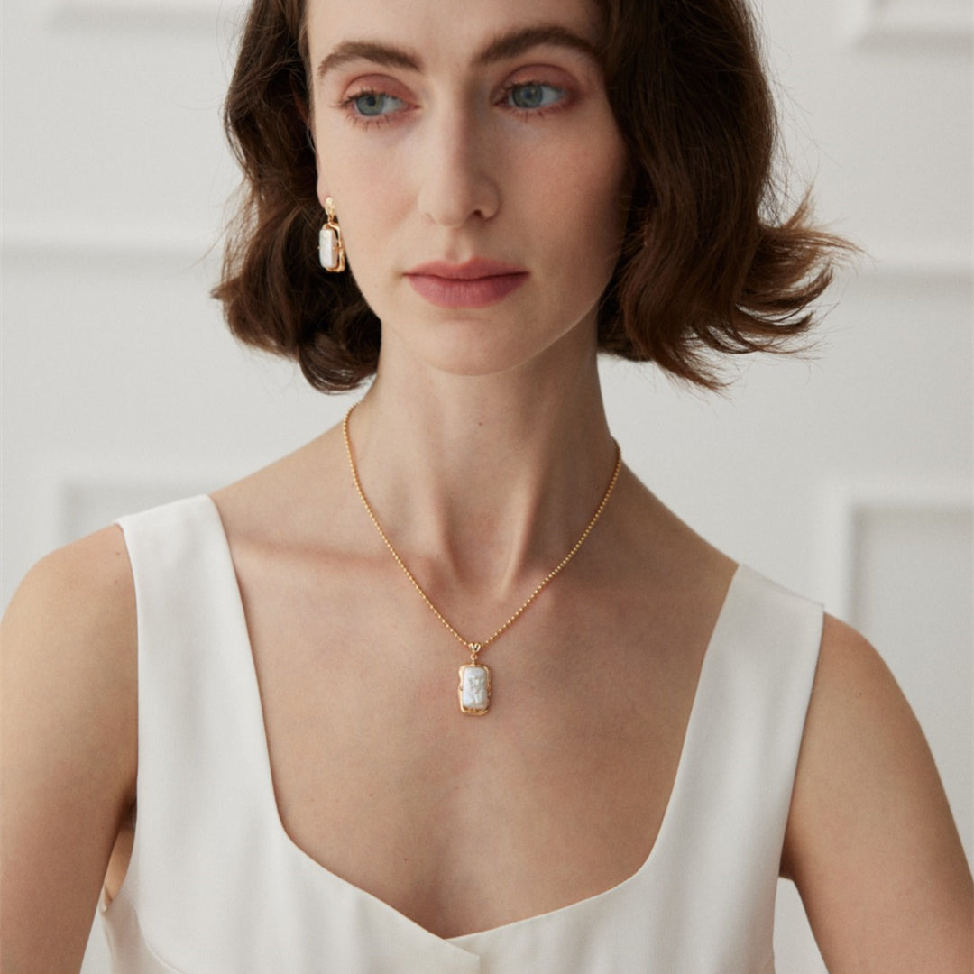925 Sterling Silver Baroque Pearl Pendant Necklace