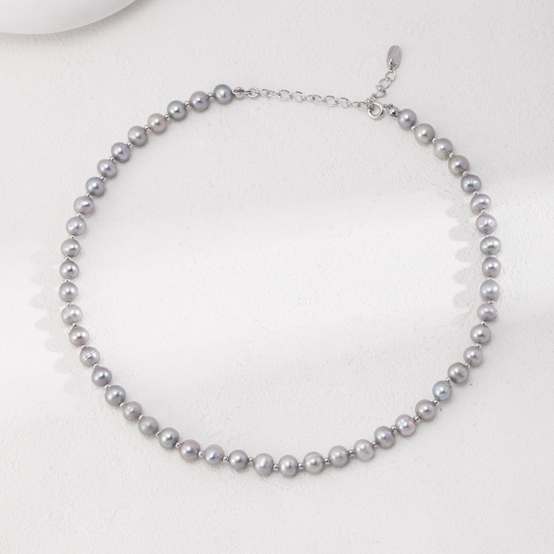 Grey Freshwater Pearl Necklace 6.3mm