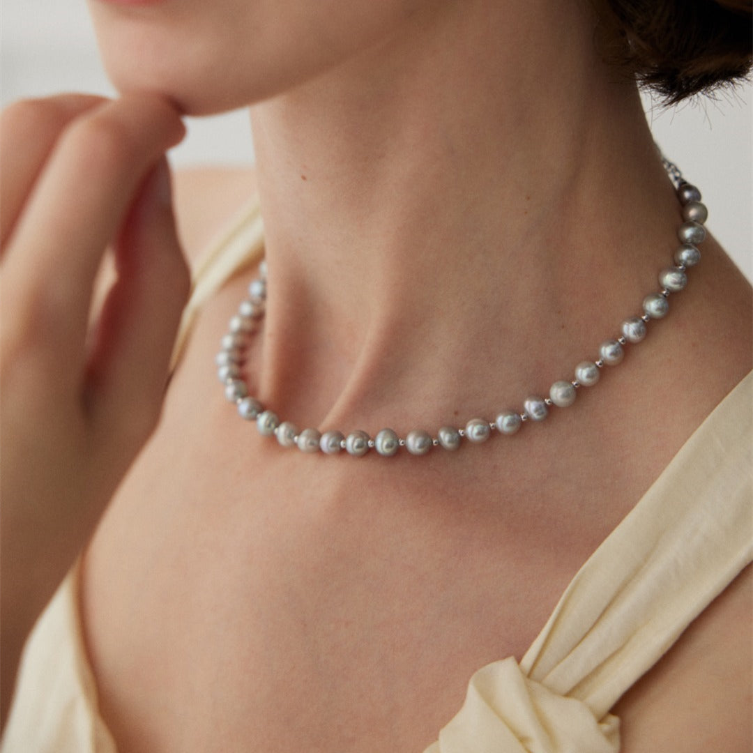 Grey Freshwater Pearl Necklace 6.3mm