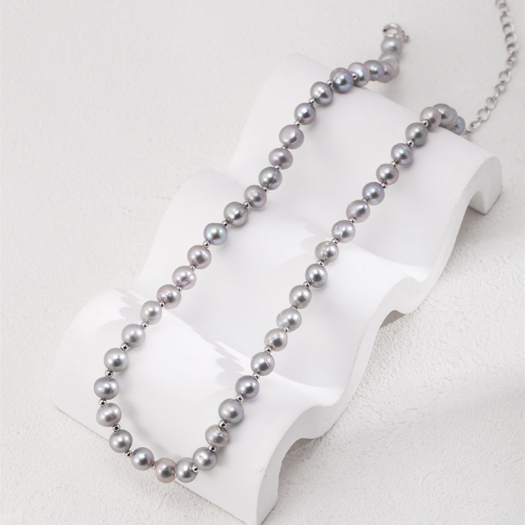 Grey Freshwater Pearl Necklace 6.3mm