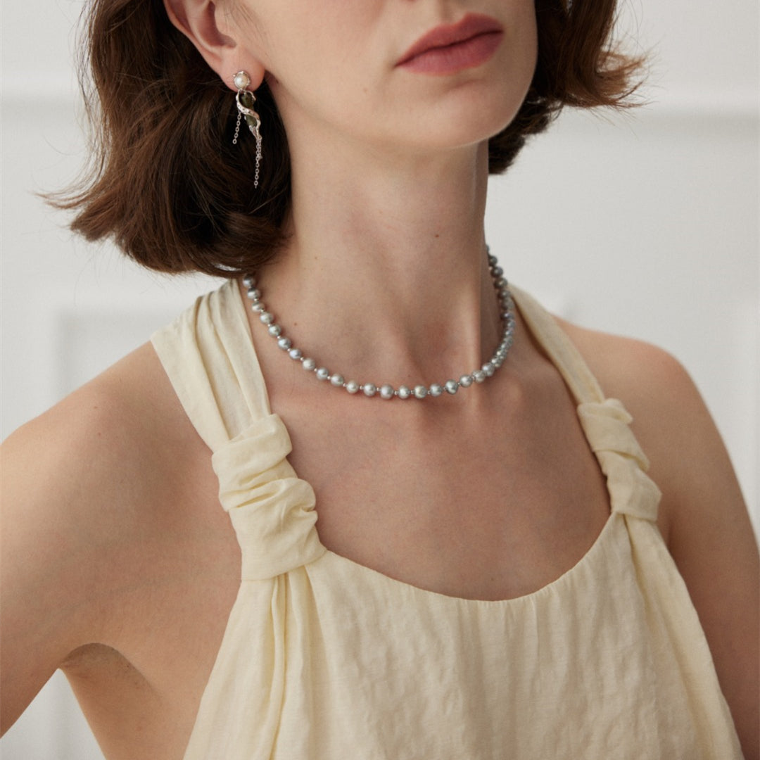 Grey Freshwater Pearl Necklace 6.3mm