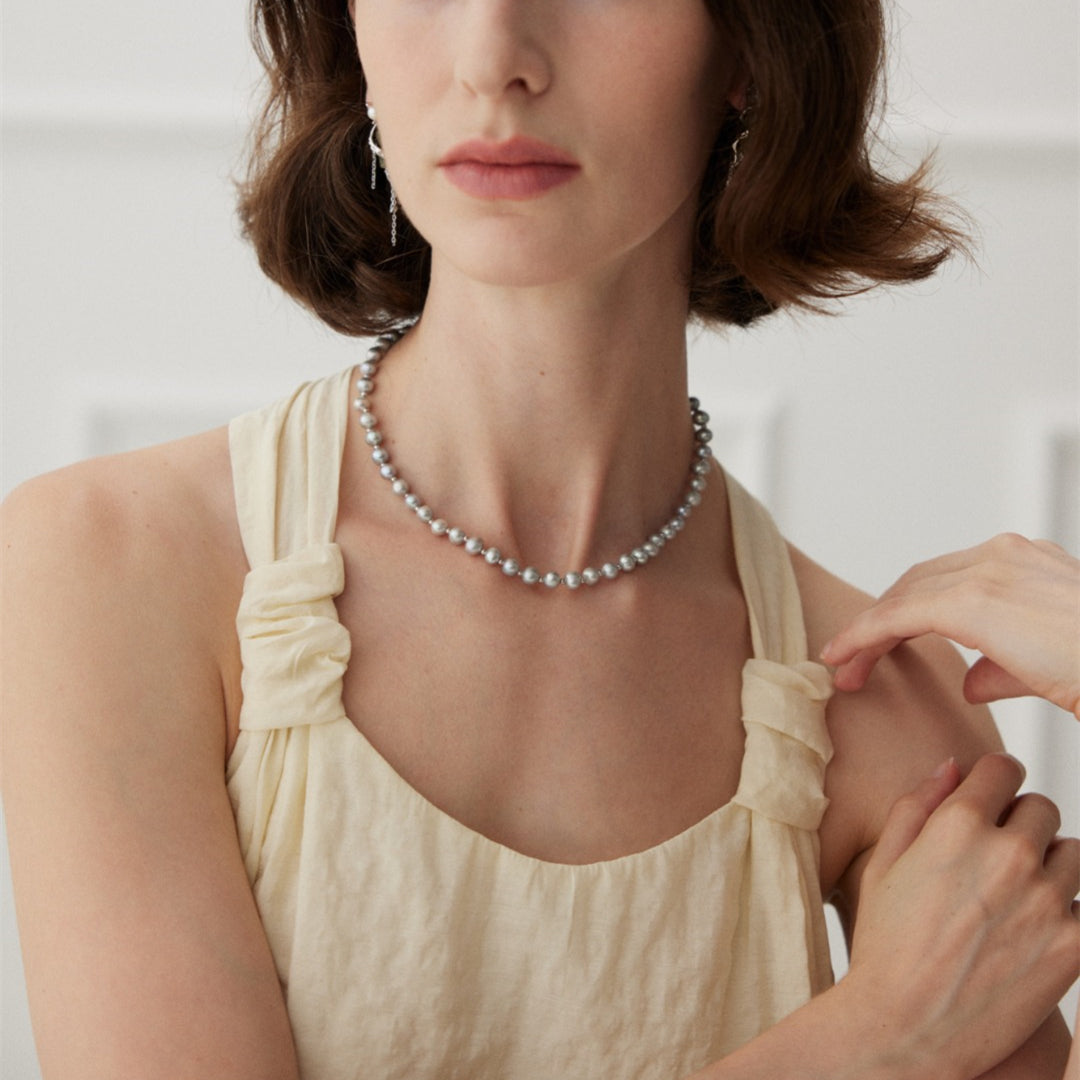 Grey Freshwater Pearl Necklace 6.3mm