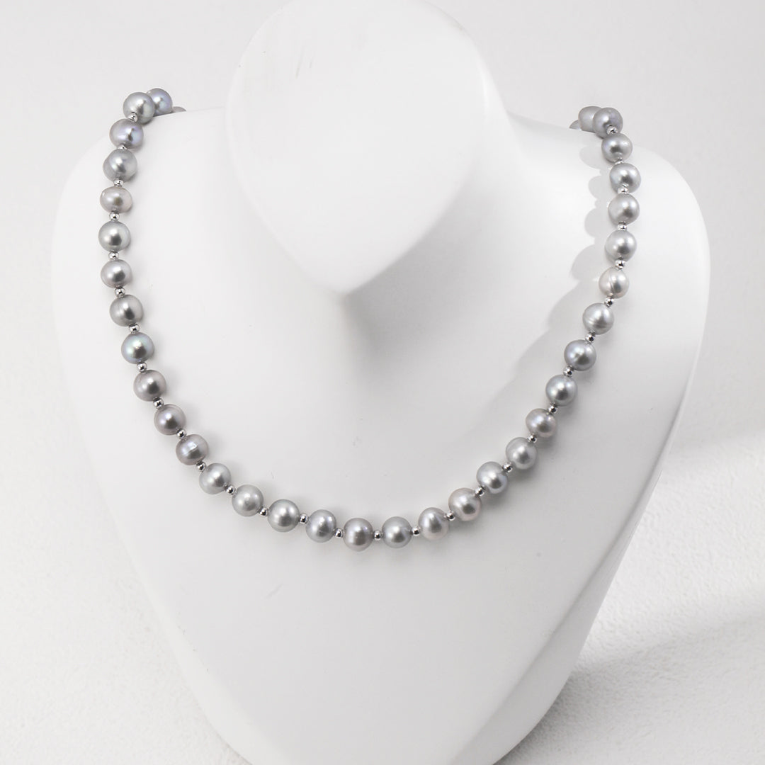 Grey Freshwater Pearl Necklace 6.3mm