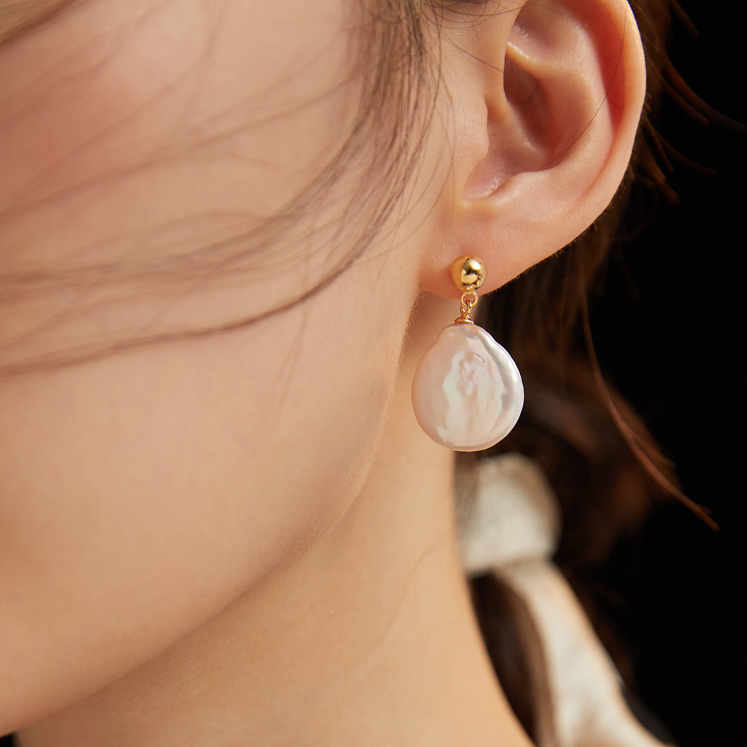 Baroque Pearl Drop Earrings Gold
