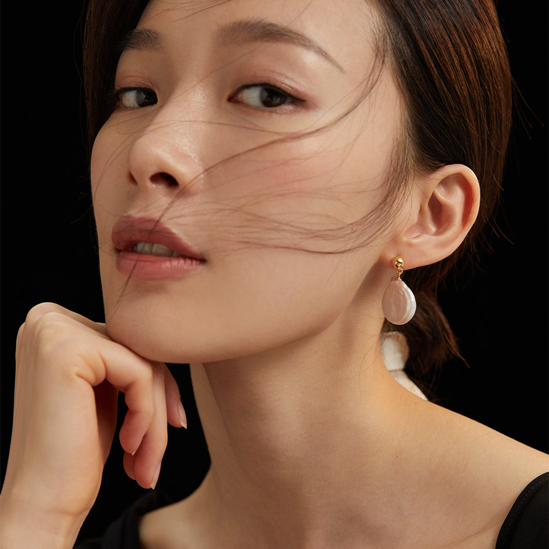 Baroque Pearl Drop Earrings Gold