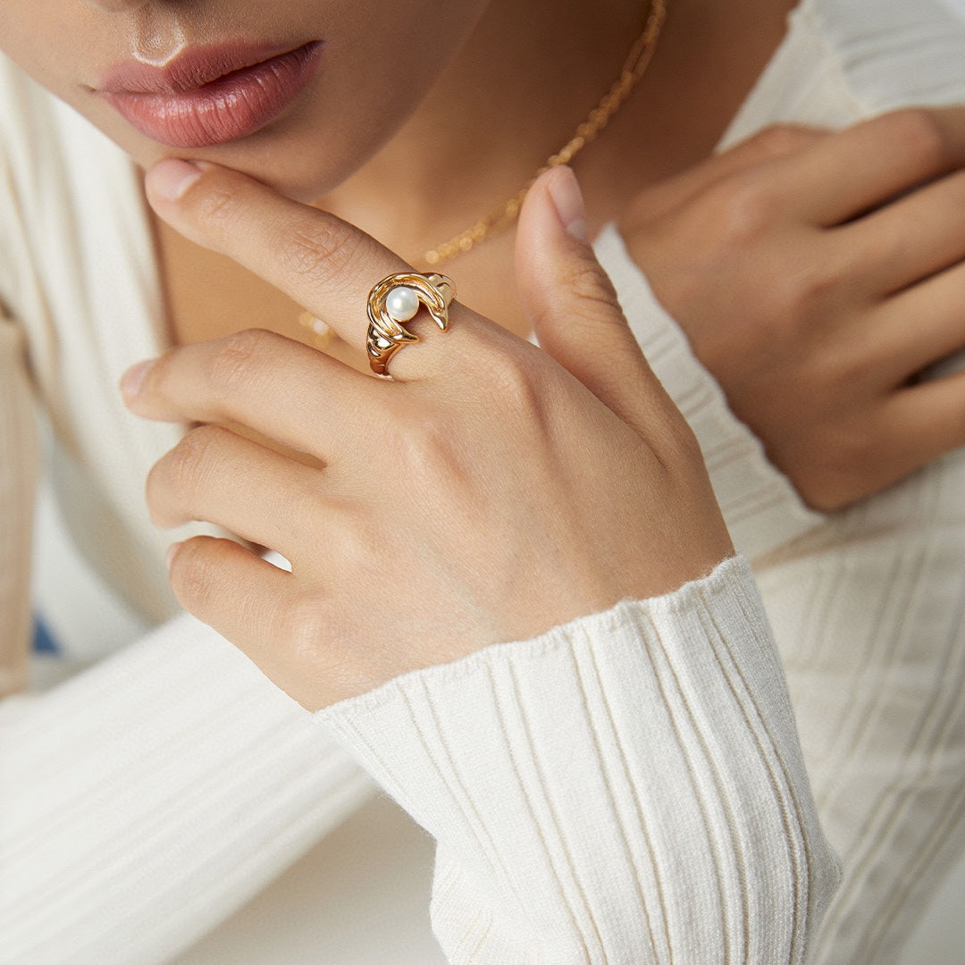 925 Sterling Silver Freshwater Pearl Open Ring