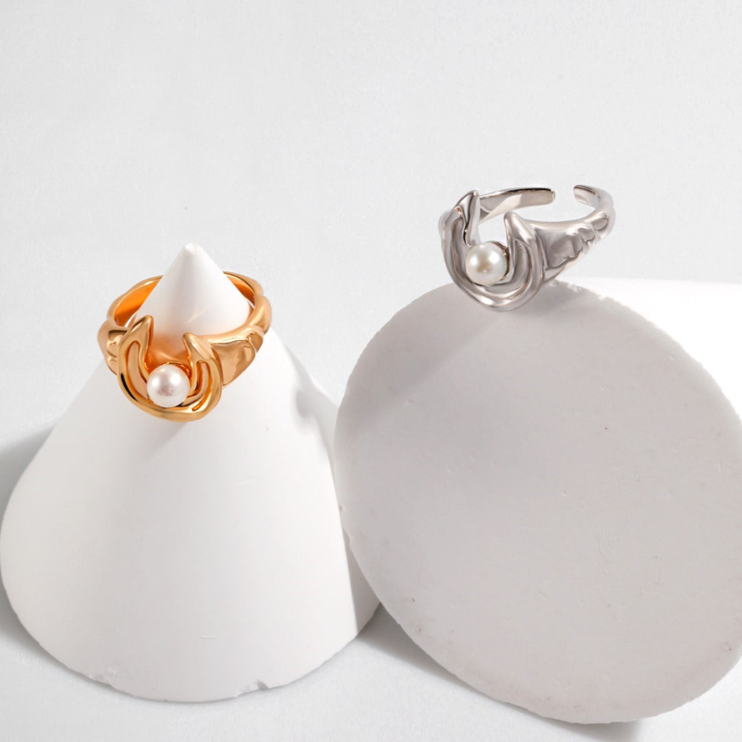 925 Sterling Silver Freshwater Pearl Open Ring