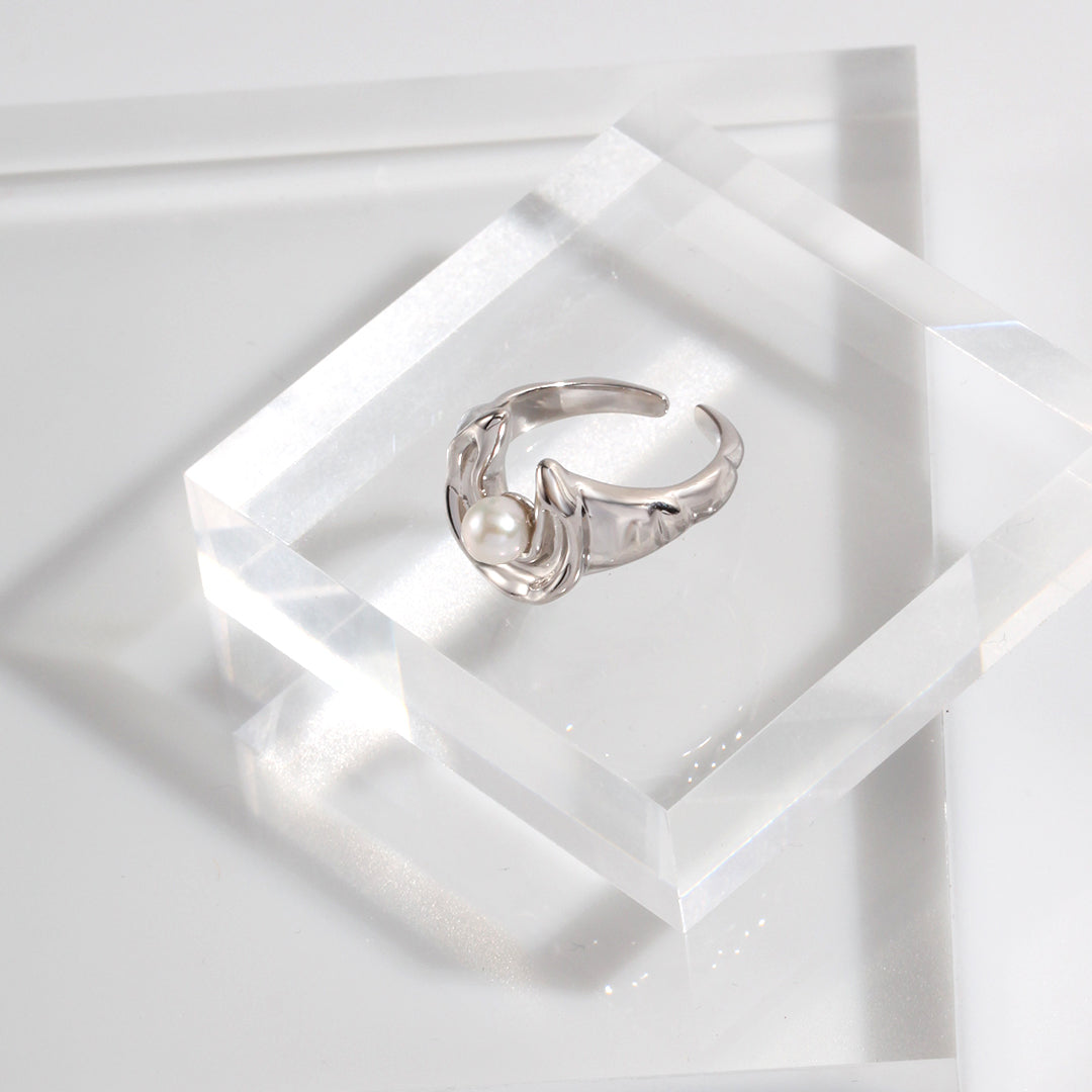 925 Sterling Silver Freshwater Pearl Open Ring