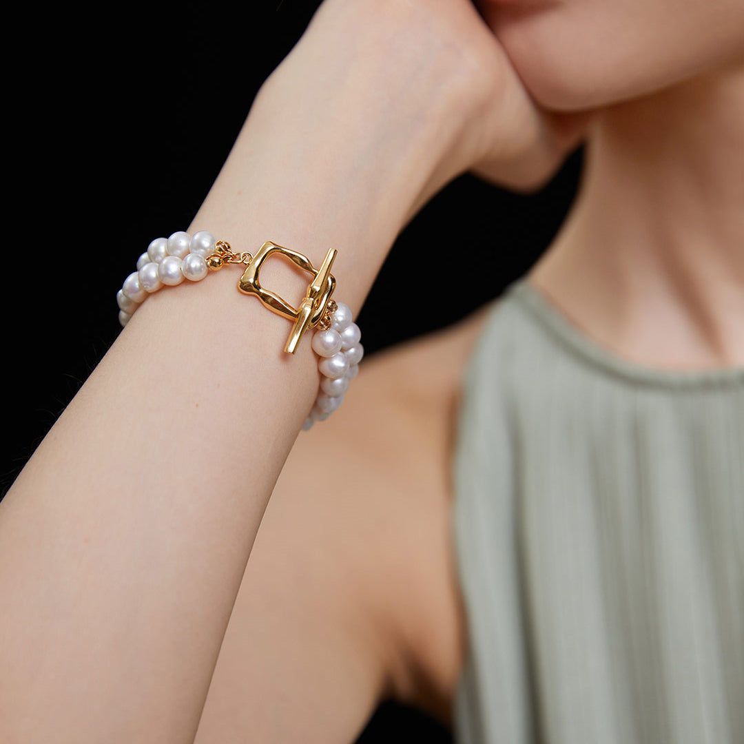 Double Strand Freshwater Pearl Bracelet