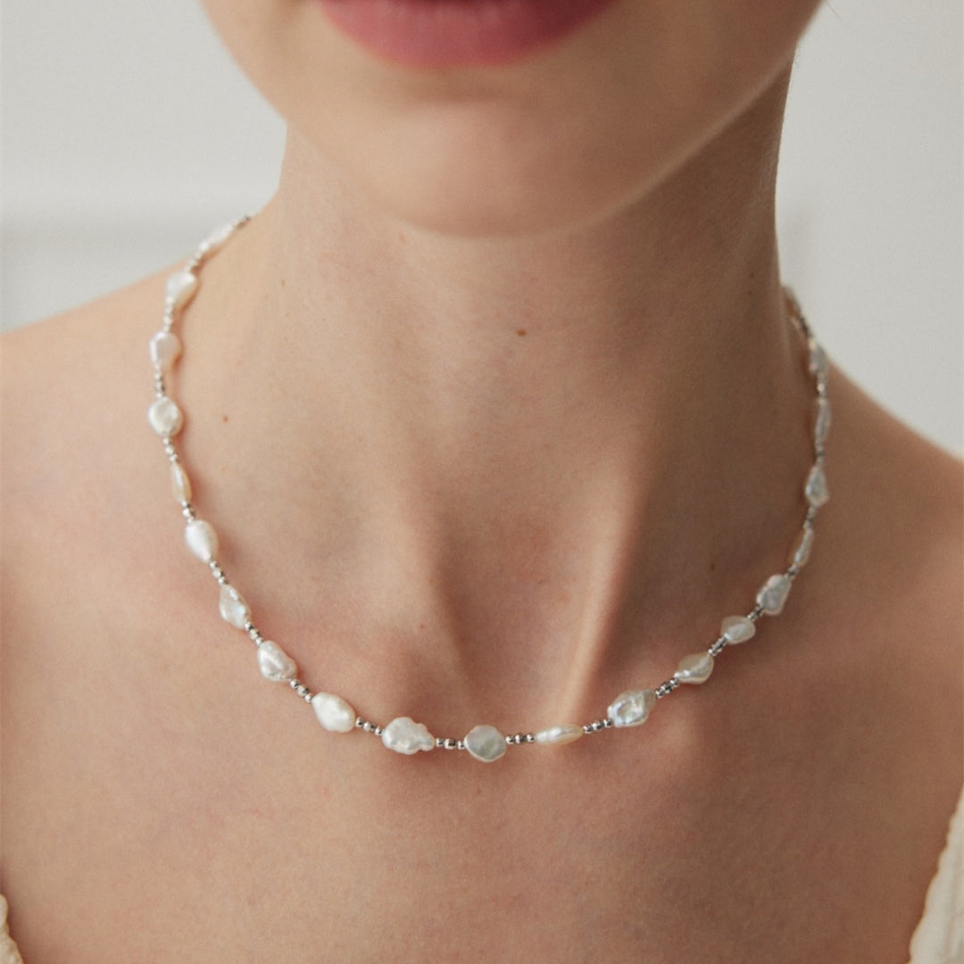 925 Sterling Silver Baroque Pearl Necklace