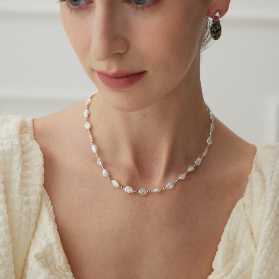 925 Sterling Silver Baroque Pearl Necklace