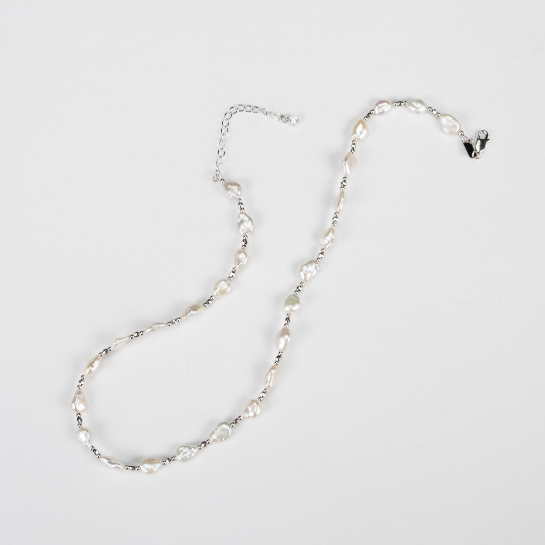 925 Sterling Silver Baroque Pearl Necklace