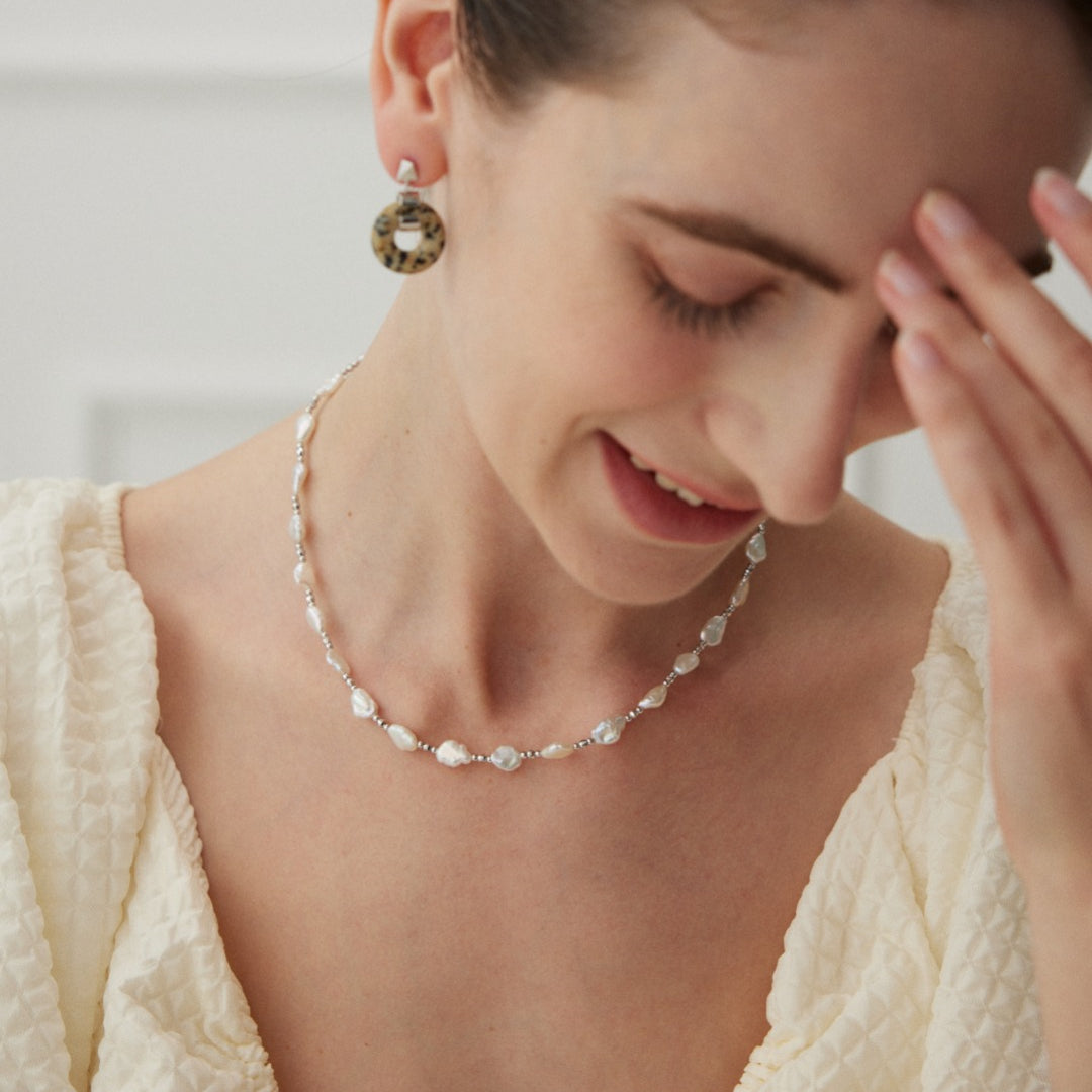 925 Sterling Silver Baroque Pearl Necklace