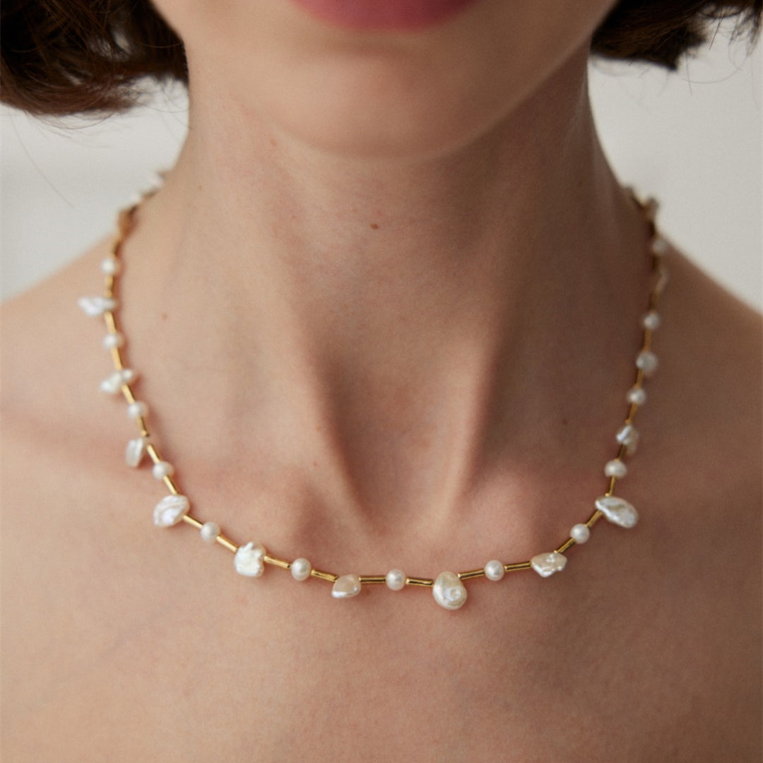 Baroque Pearl with Bamboo Necklace