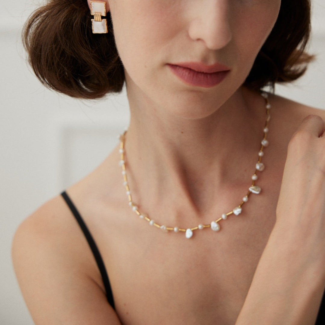Baroque Pearl with Bamboo Necklace