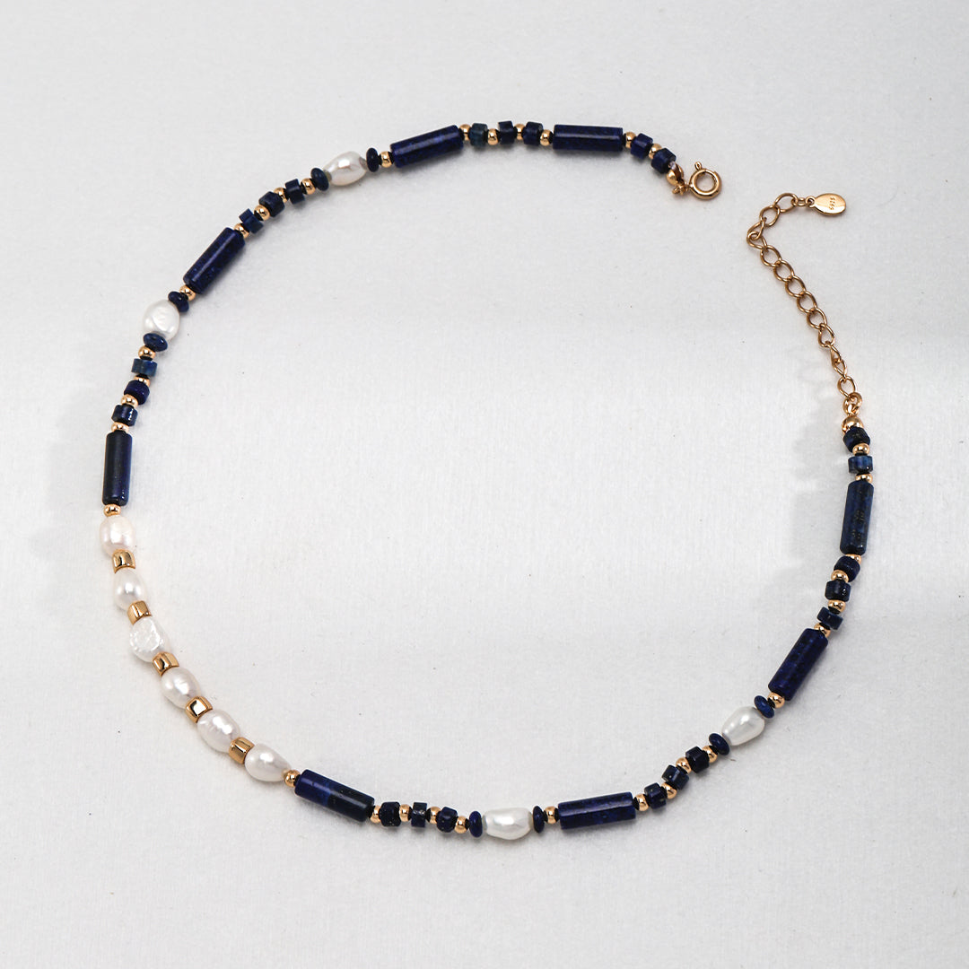Freshwater Pearl and Lapis Lazuli Necklace