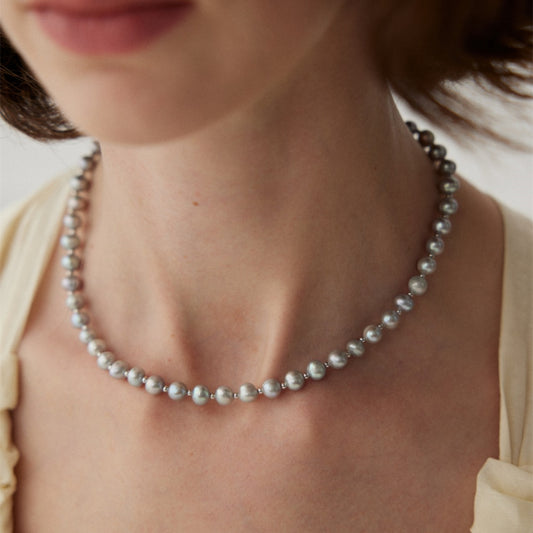 Grey Freshwater Pearl Necklace 6.3mm