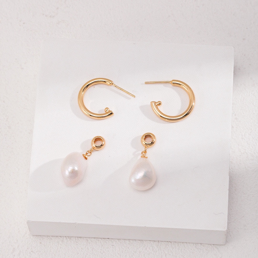 Pearl Hoop Earrings Gold