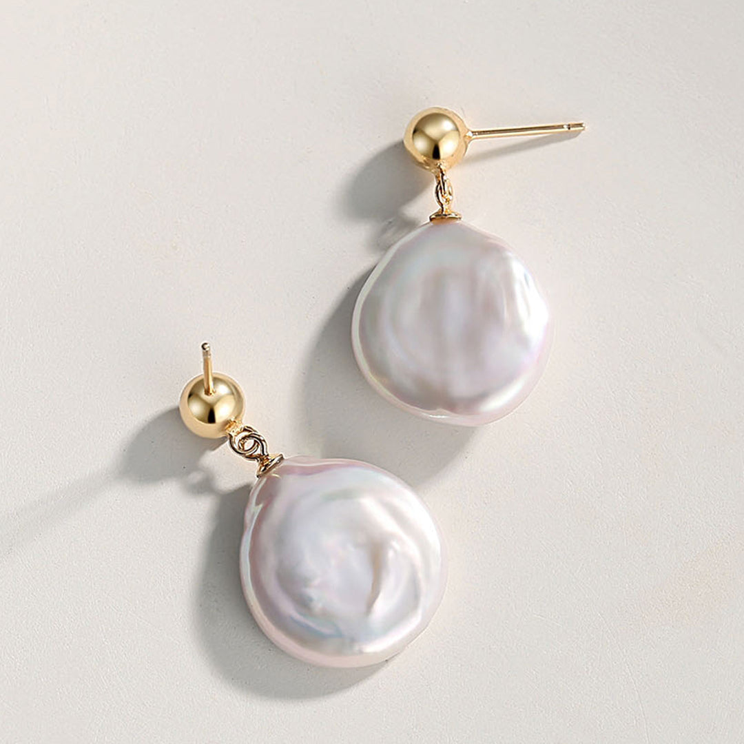 Baroque Pearl Drop Earrings Gold