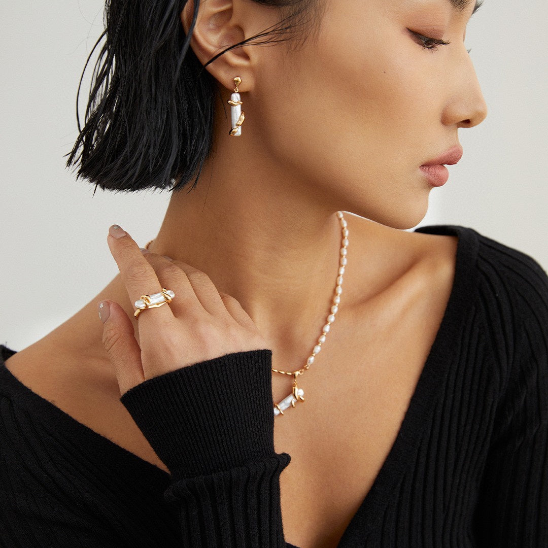 Baroque Freshwater Pearl Open Ring