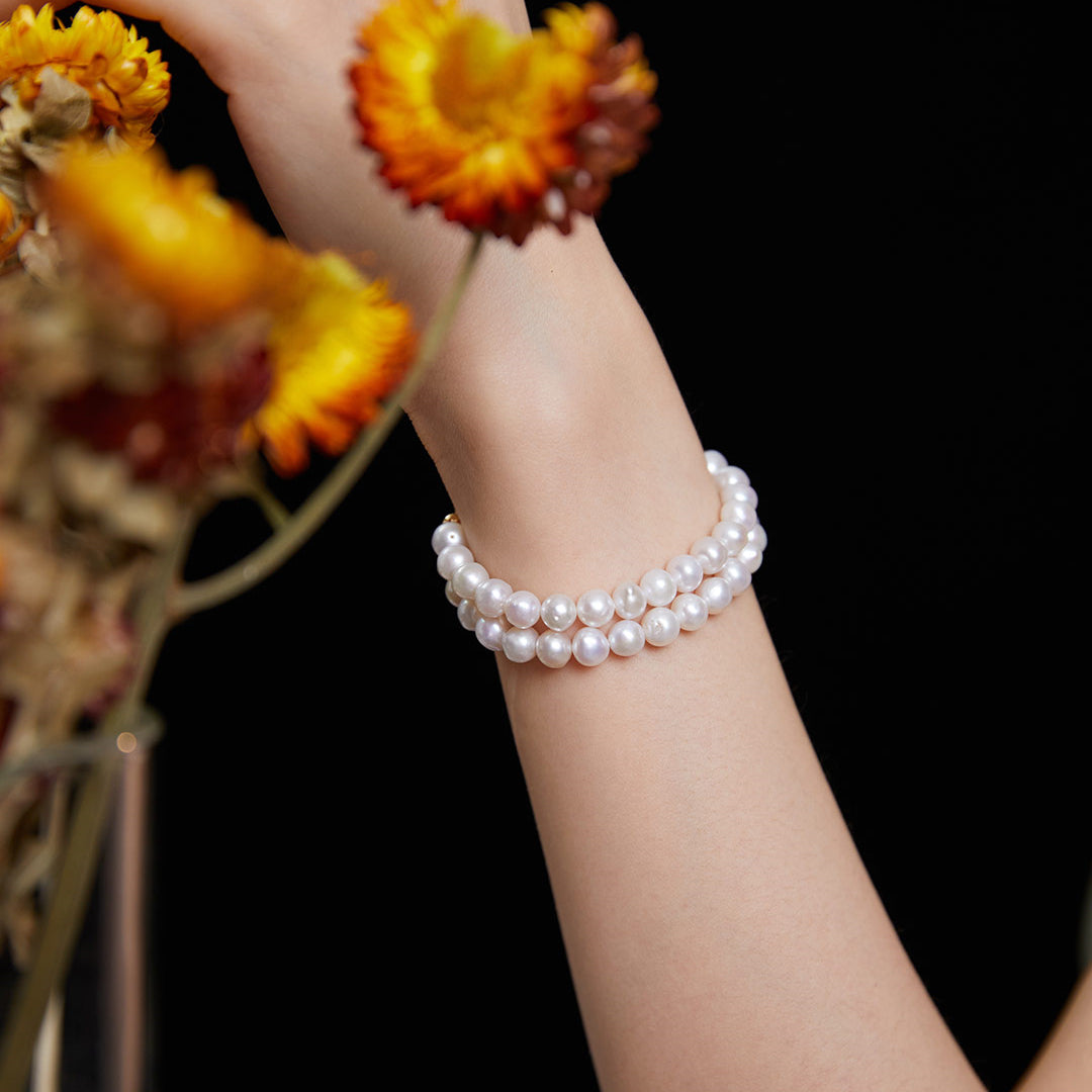 Double Strand Freshwater Pearl Bracelet