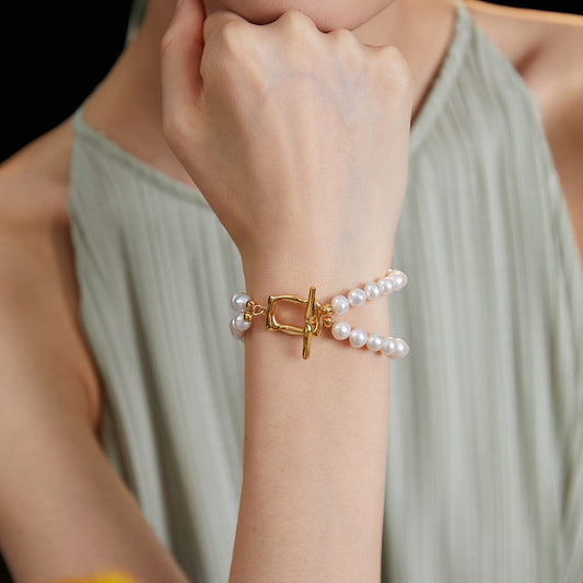 Double Strand Freshwater Pearl Bracelet