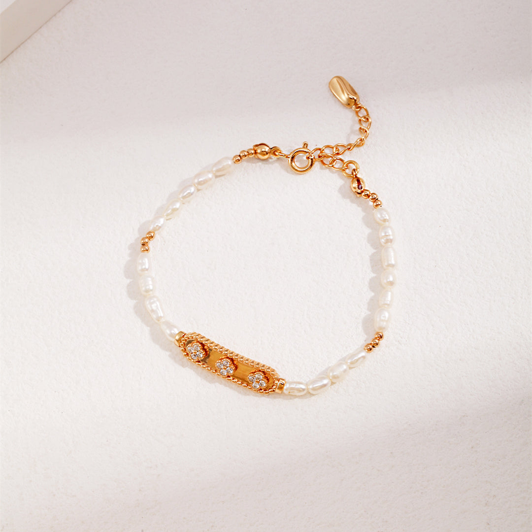 Gold Freshwater Pearl Bar Bracelet