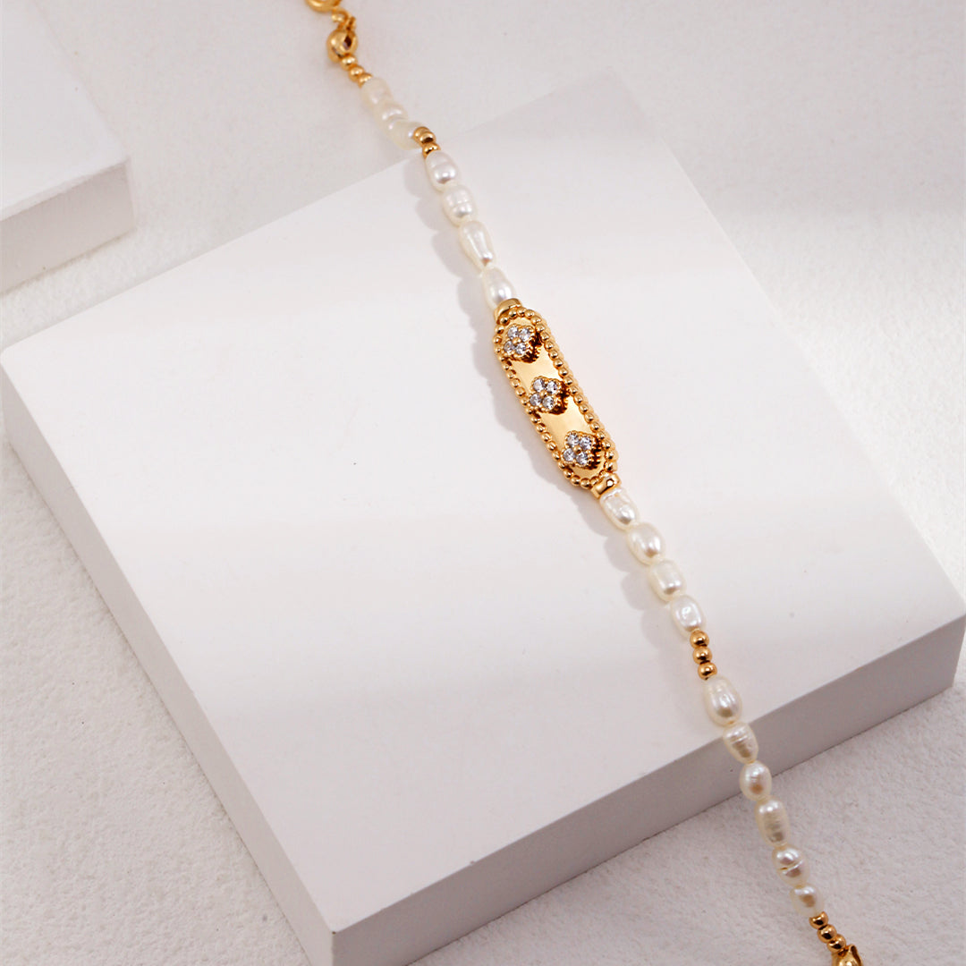 Gold Freshwater Pearl Bar Bracelet