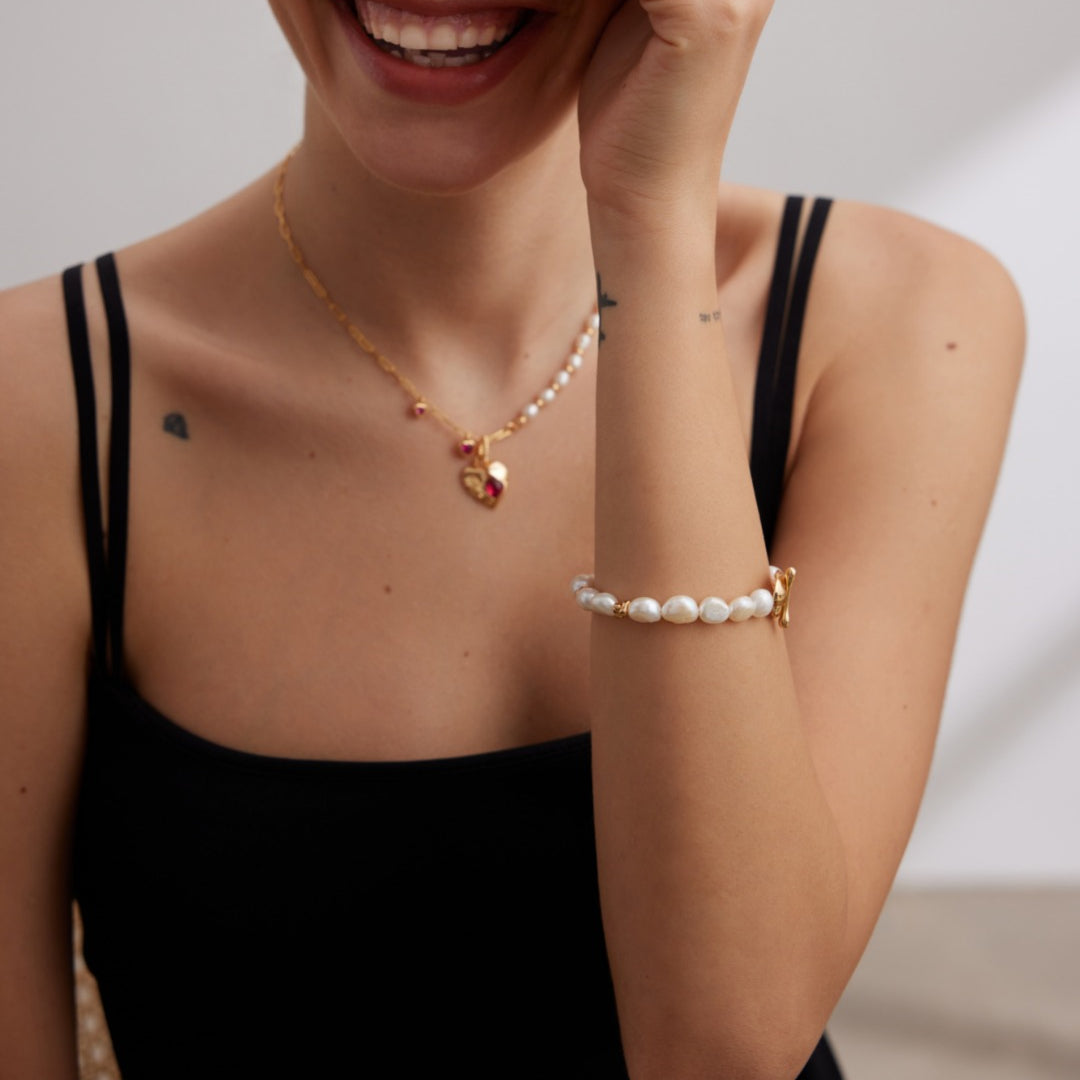 T-bar Clasp Baroque Pearl Bracelet