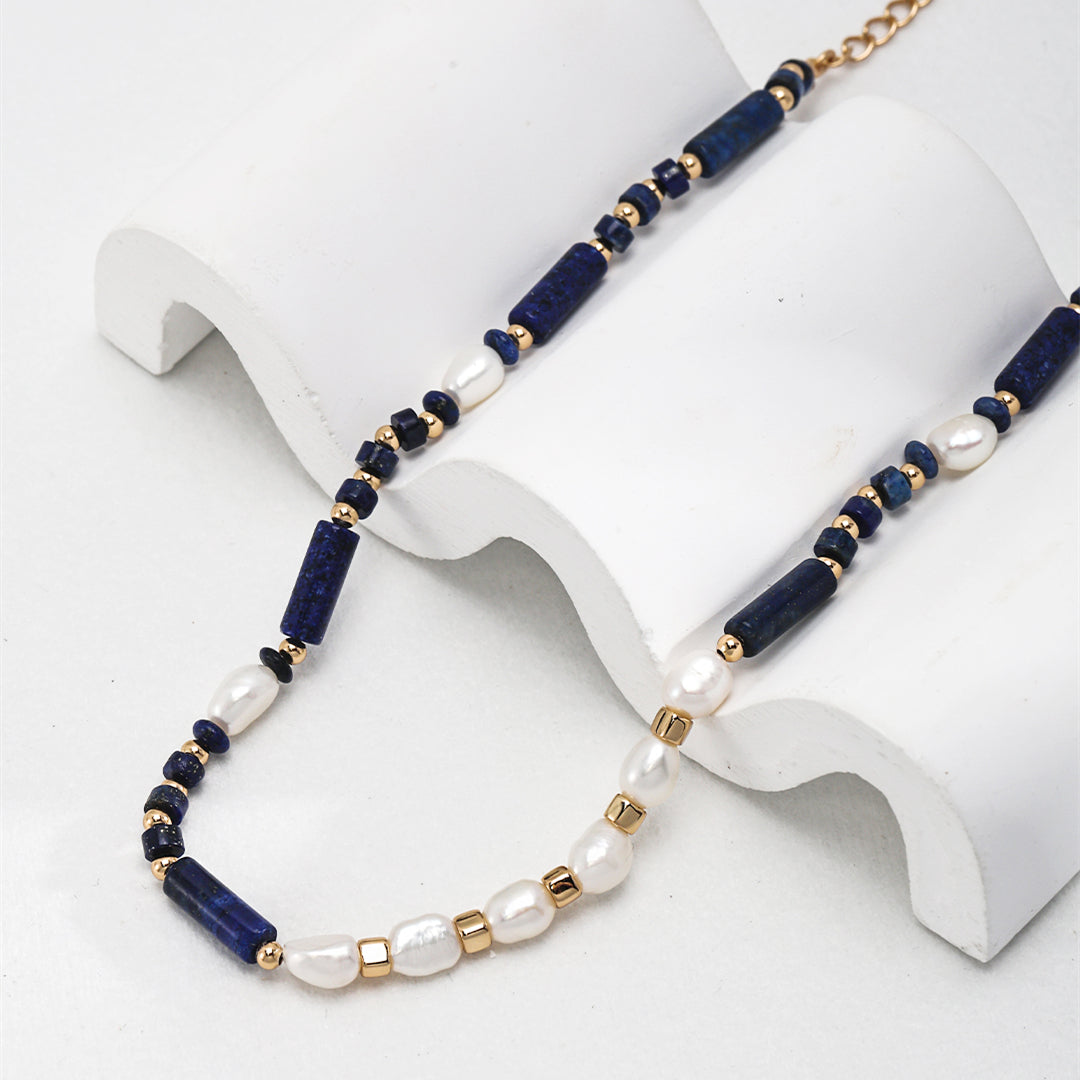 Freshwater Pearl and Lapis Lazuli Necklace