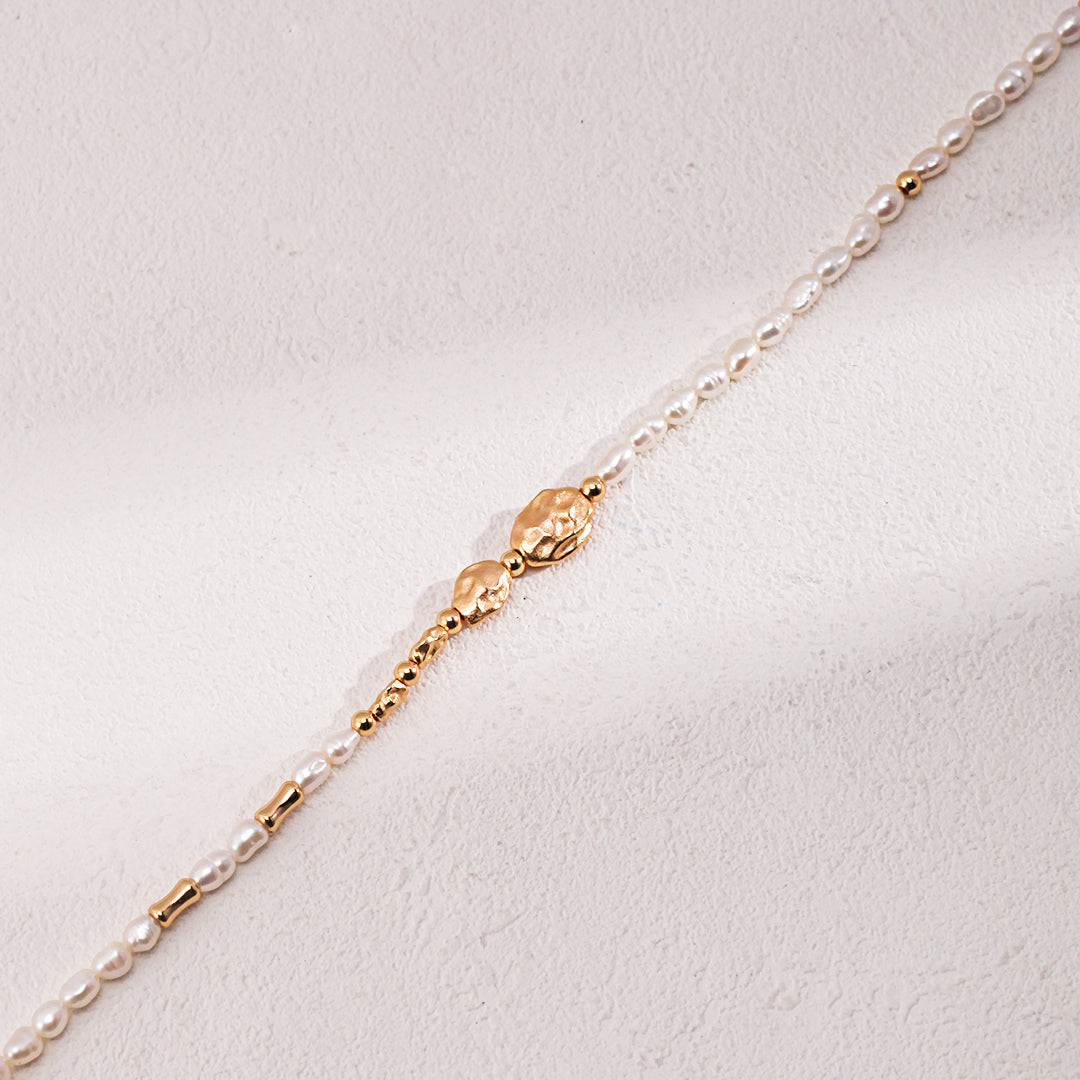 3.5mm Freshwater Pearl Necklace with 925 Sterling Silver Beads