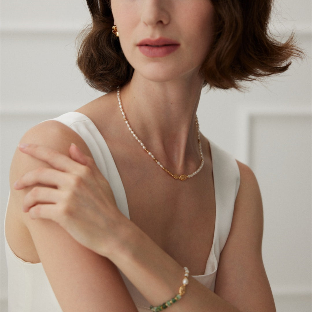 3.5mm Freshwater Pearl Necklace with 925 Sterling Silver Beads
