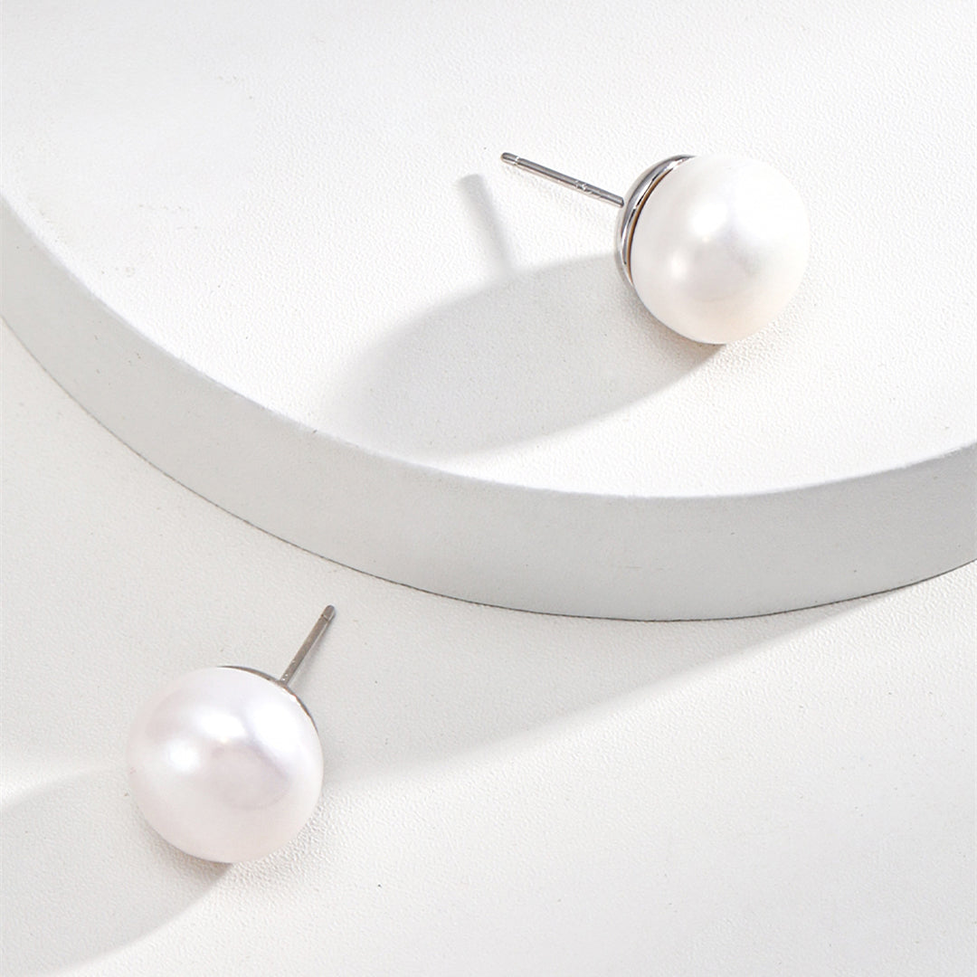 5.0-6.0mm White Freshwater Pearl Cherry Stud top Earrings