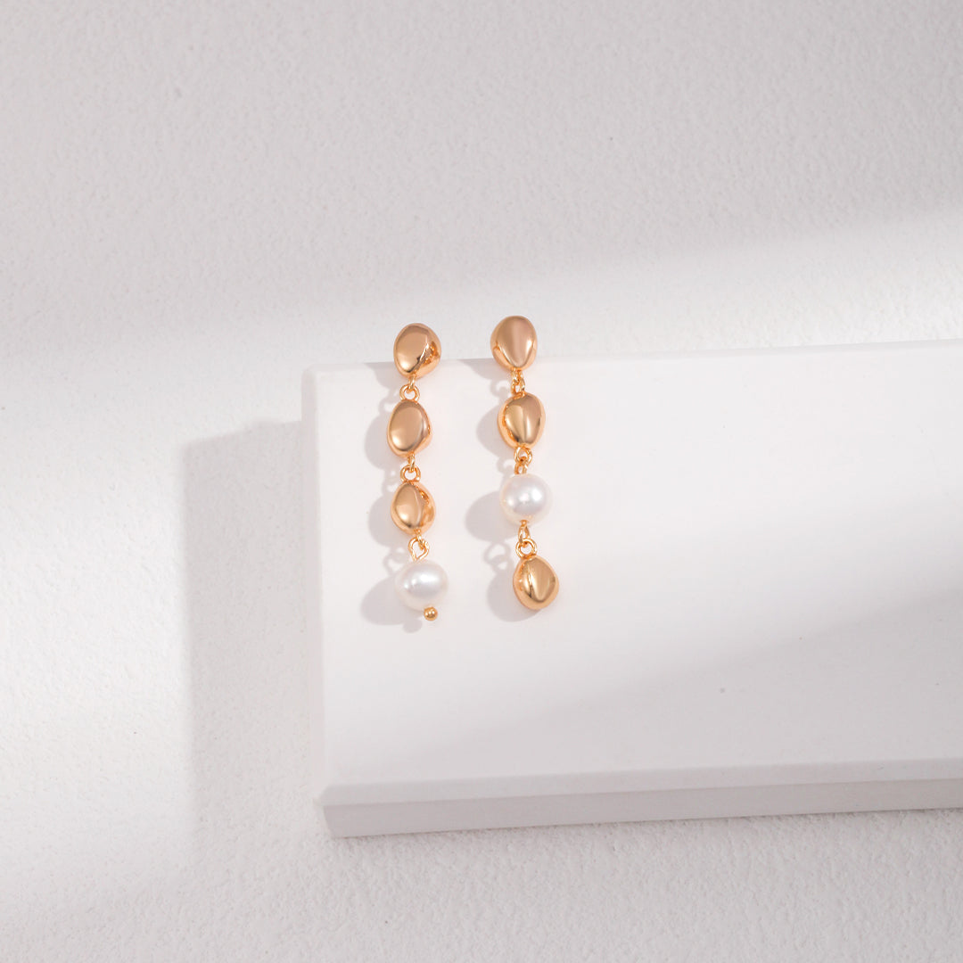 925 Sterling Silver Beads with Pearl Drop Earrings