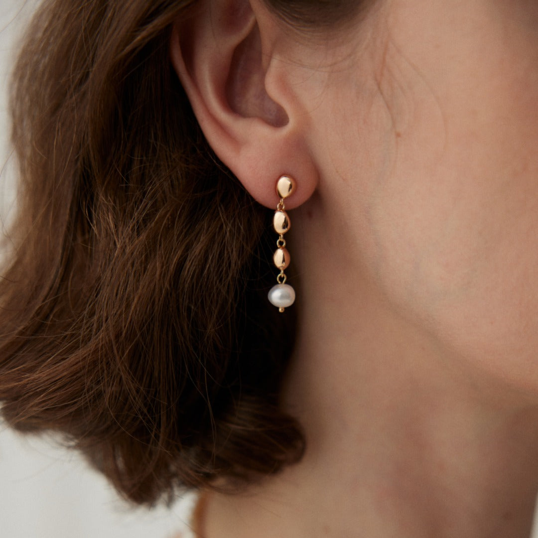 925 Sterling Silver Beads with Pearl Drop Earrings