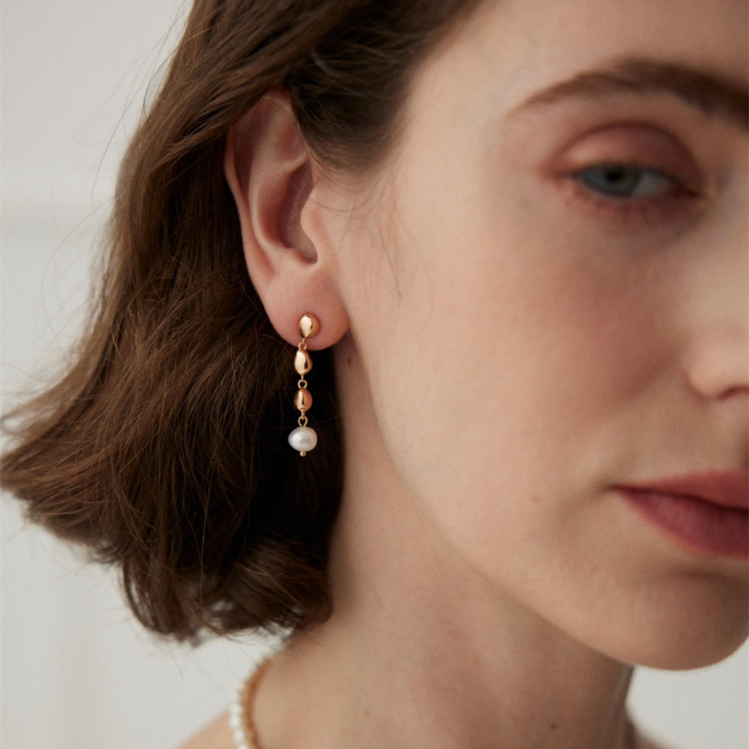 925 Sterling Silver Beads with Pearl Drop Earrings