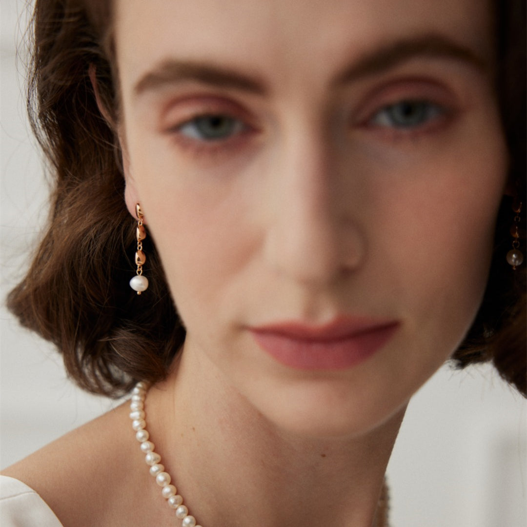 925 Sterling Silver Beads with Pearl Drop Earrings