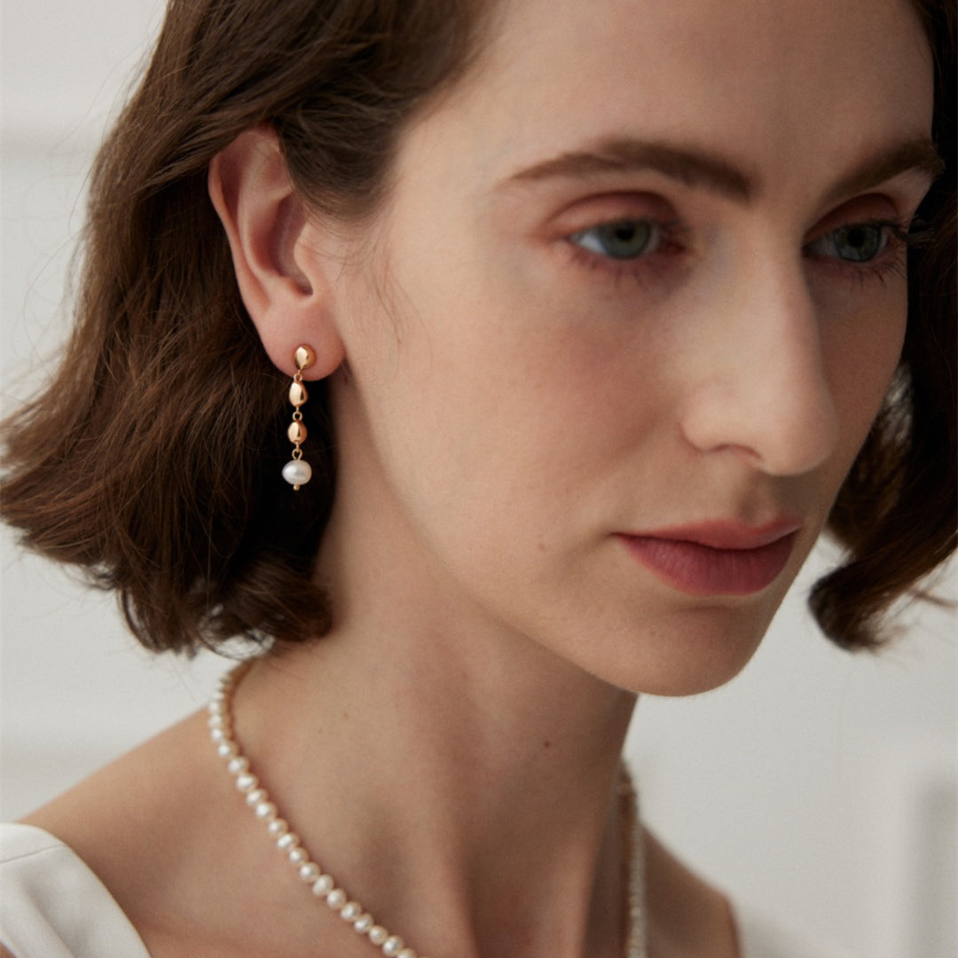 925 Sterling Silver Beads with Pearl Drop Earrings