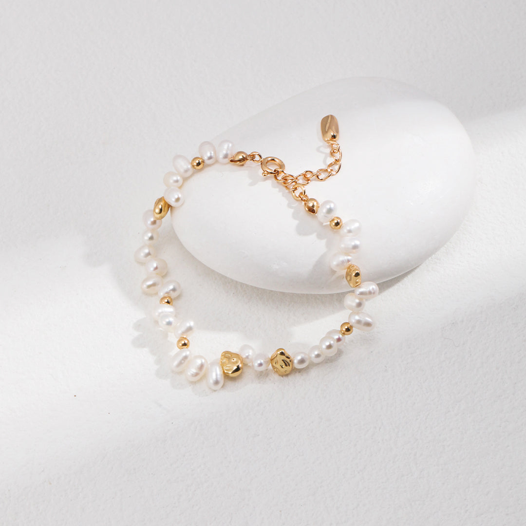 Freshwater Pearl Bracelet with 925 Sterling Silver Beads