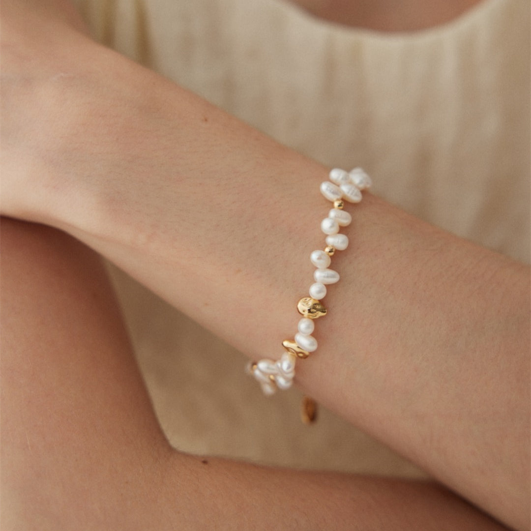 Freshwater Pearl Bracelet with 925 Sterling Silver Beads
