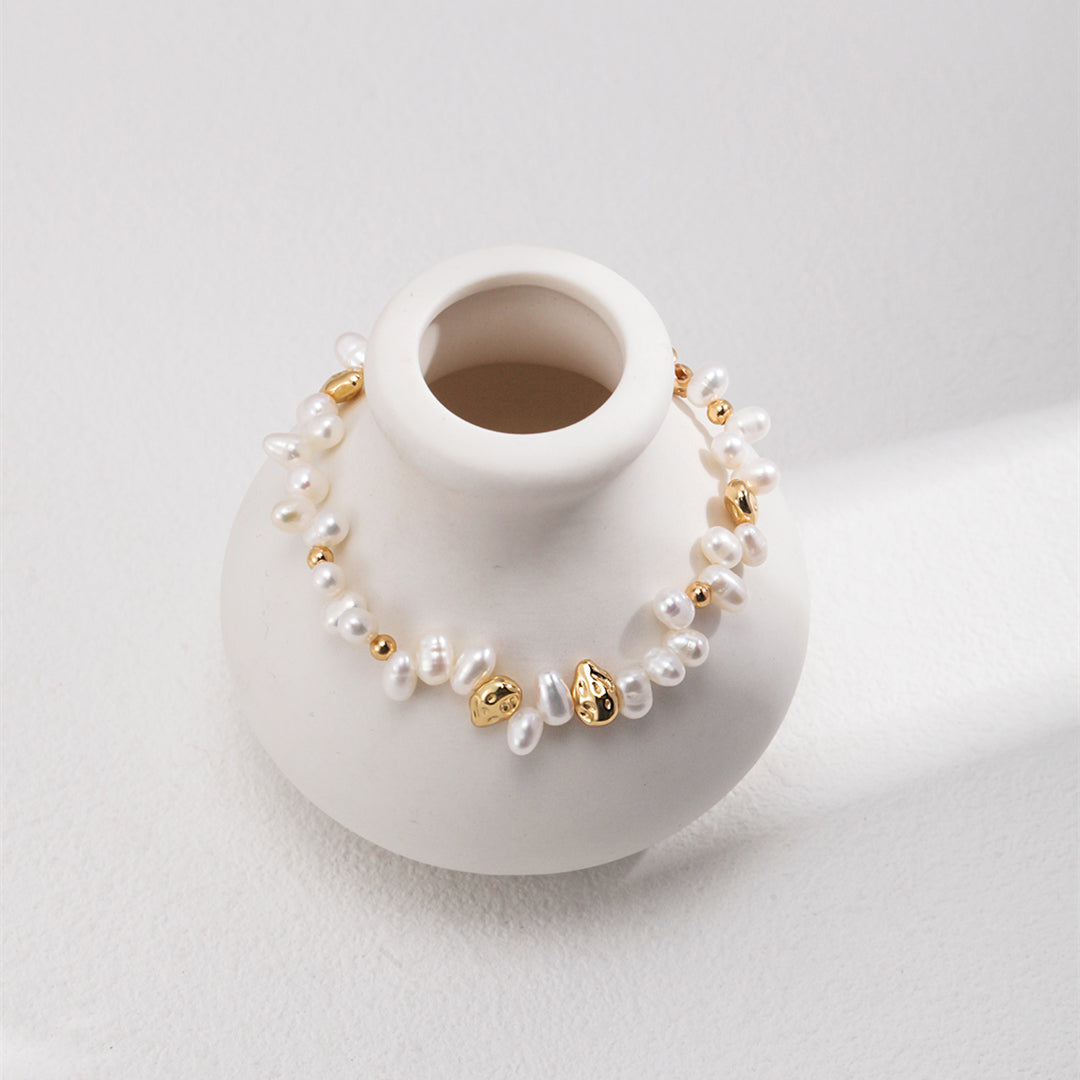 Freshwater Pearl Bracelet with 925 Sterling Silver Beads
