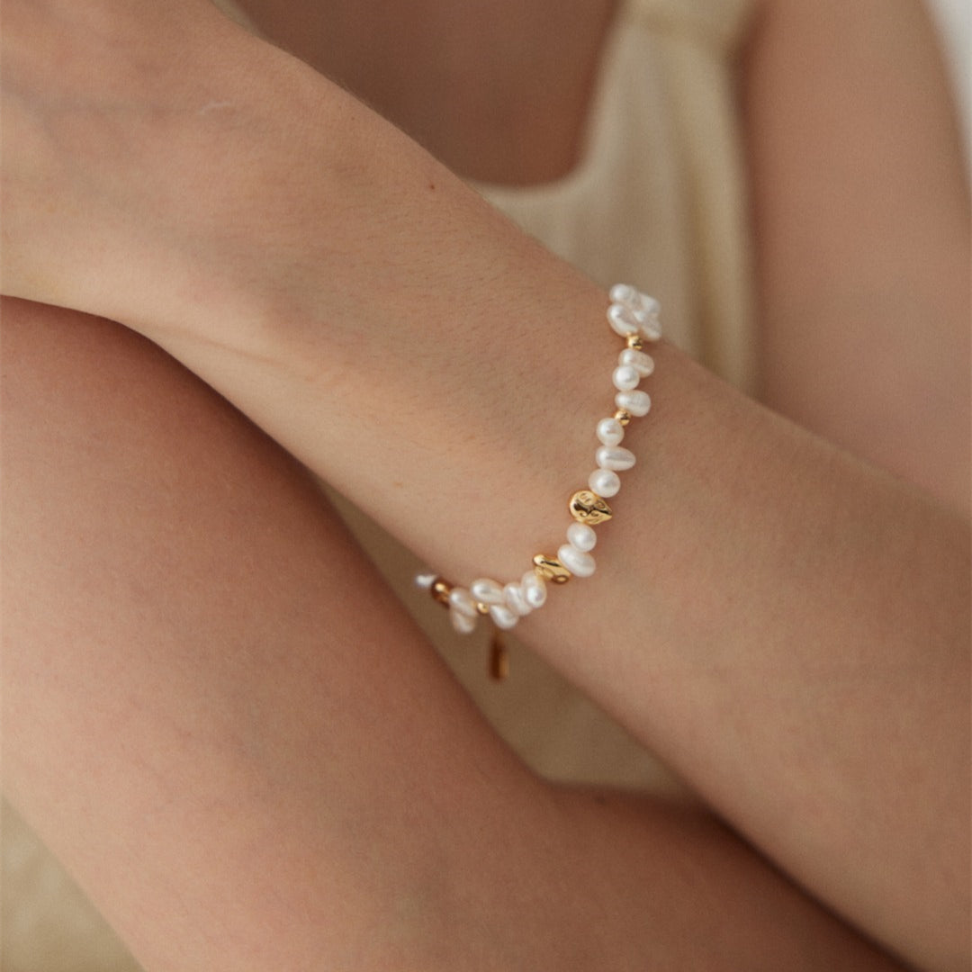 Freshwater Pearl Bracelet with 925 Sterling Silver Beads