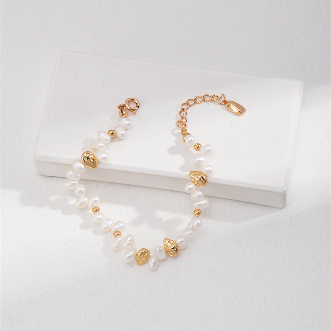 Freshwater Pearl Bracelet with 925 Sterling Silver Beads