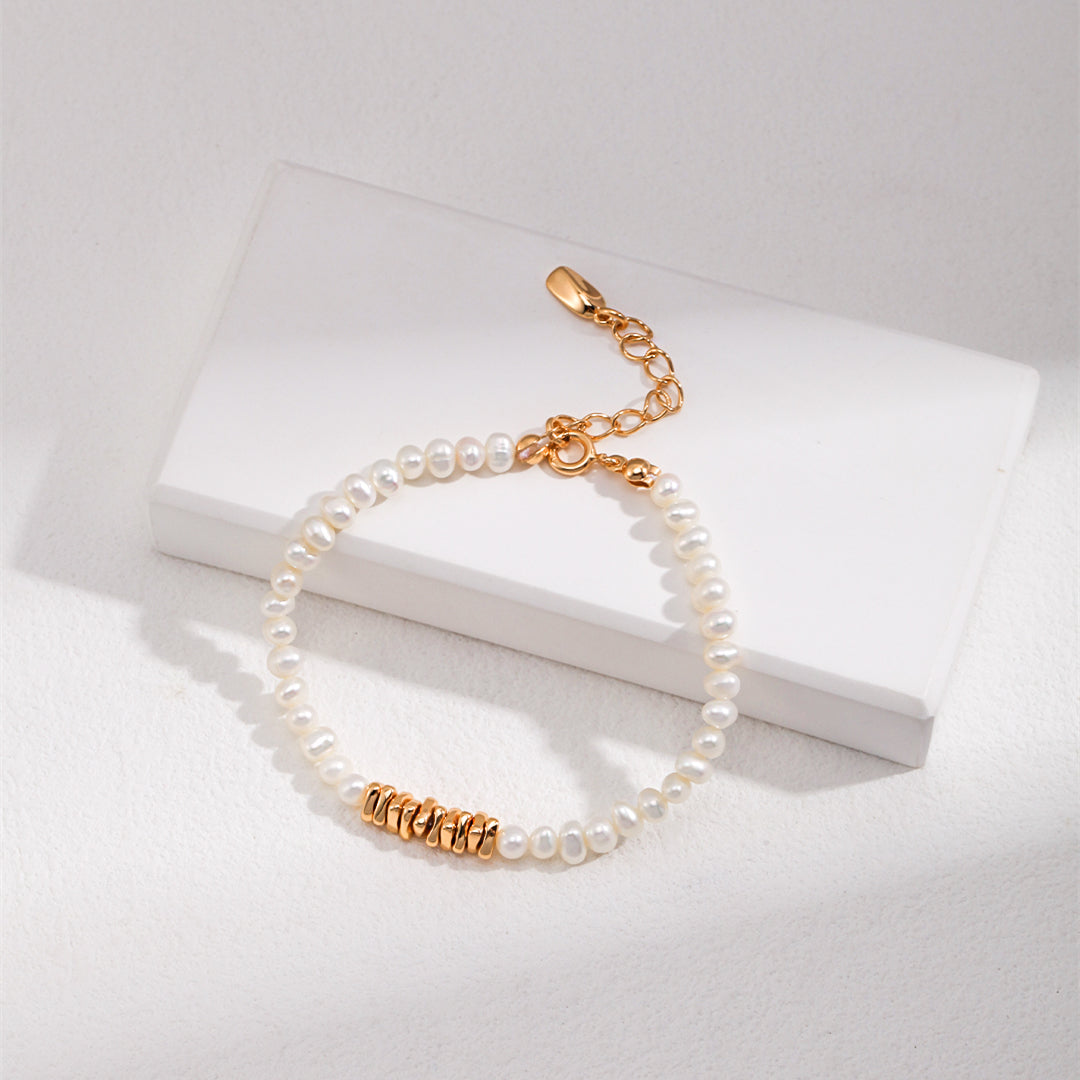 Pearl Bracelet with 925 Sterling Silver Beads