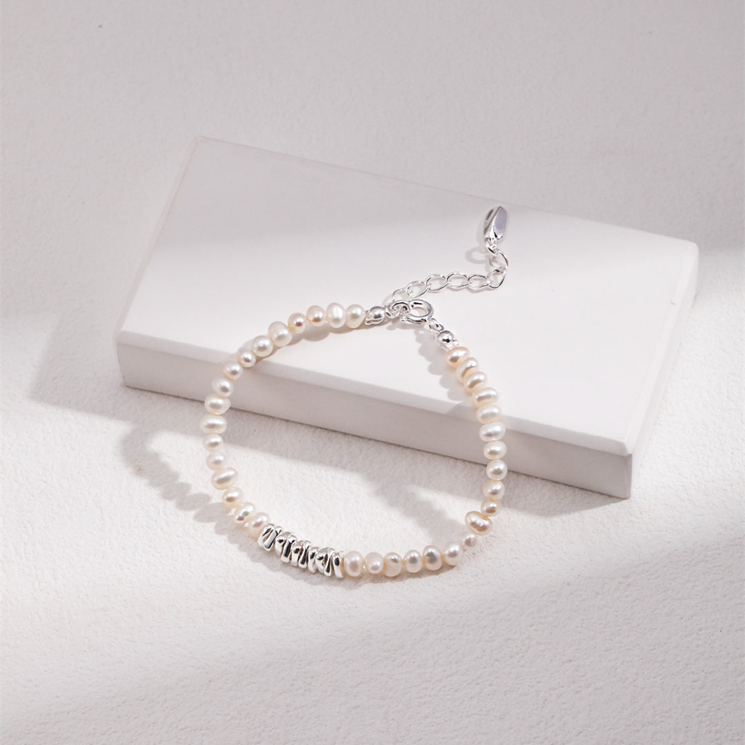 Pearl Bracelet with 925 Sterling Silver Beads