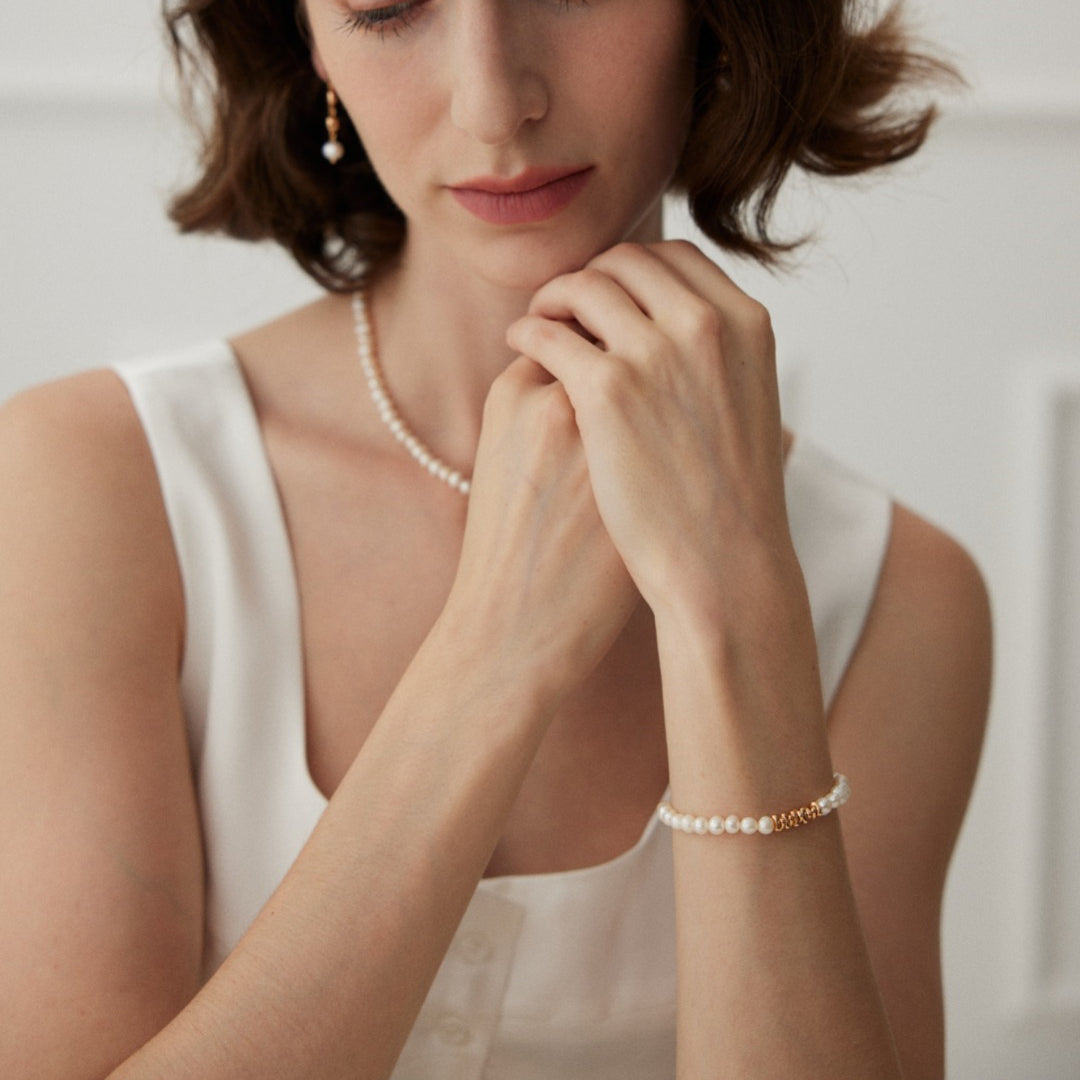 Pearl Bracelet with 925 Sterling Silver Beads