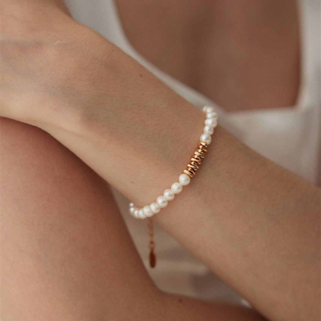 Pearl Bracelet with 925 Sterling Silver Beads
