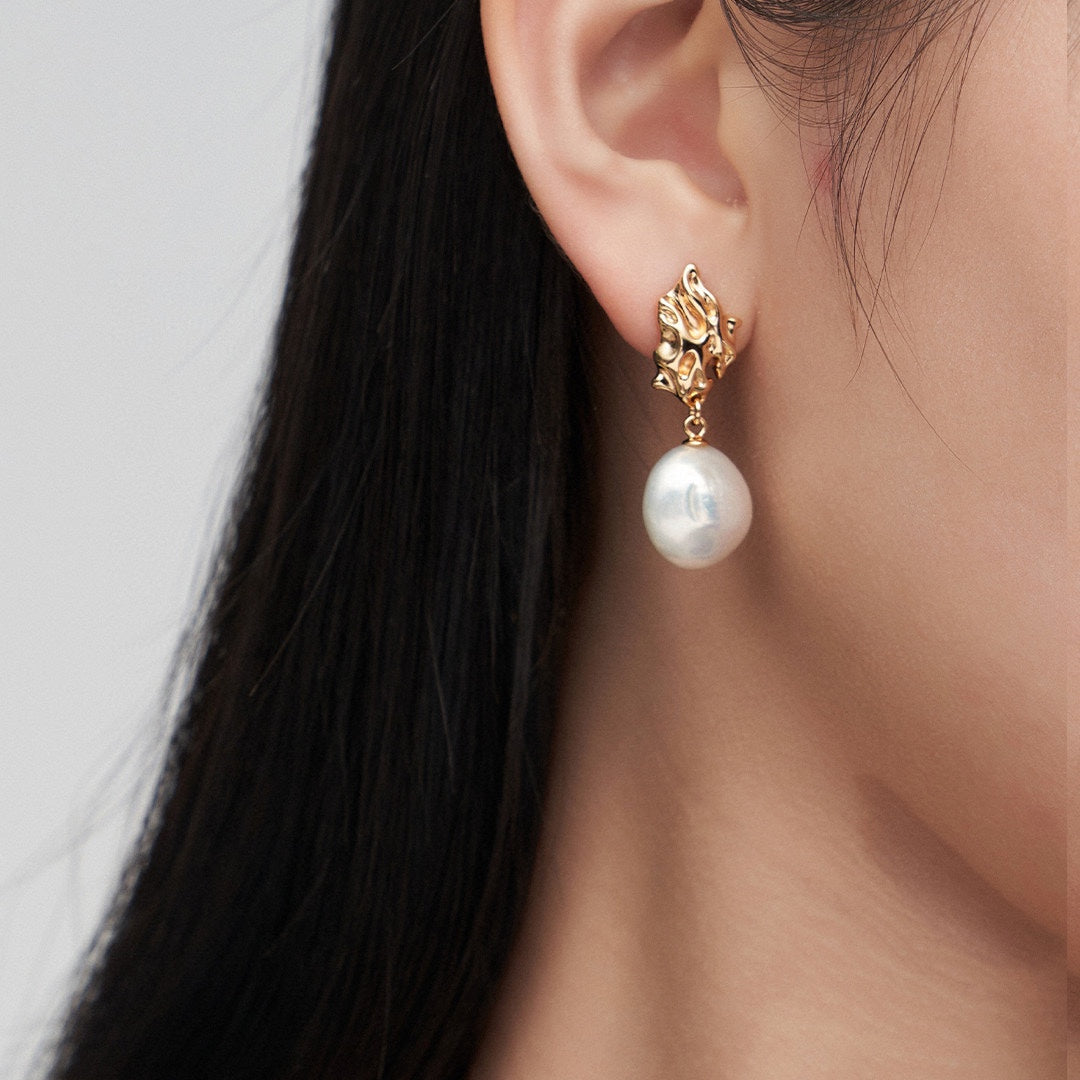 Single Baroque Pearl Drop Earrings
